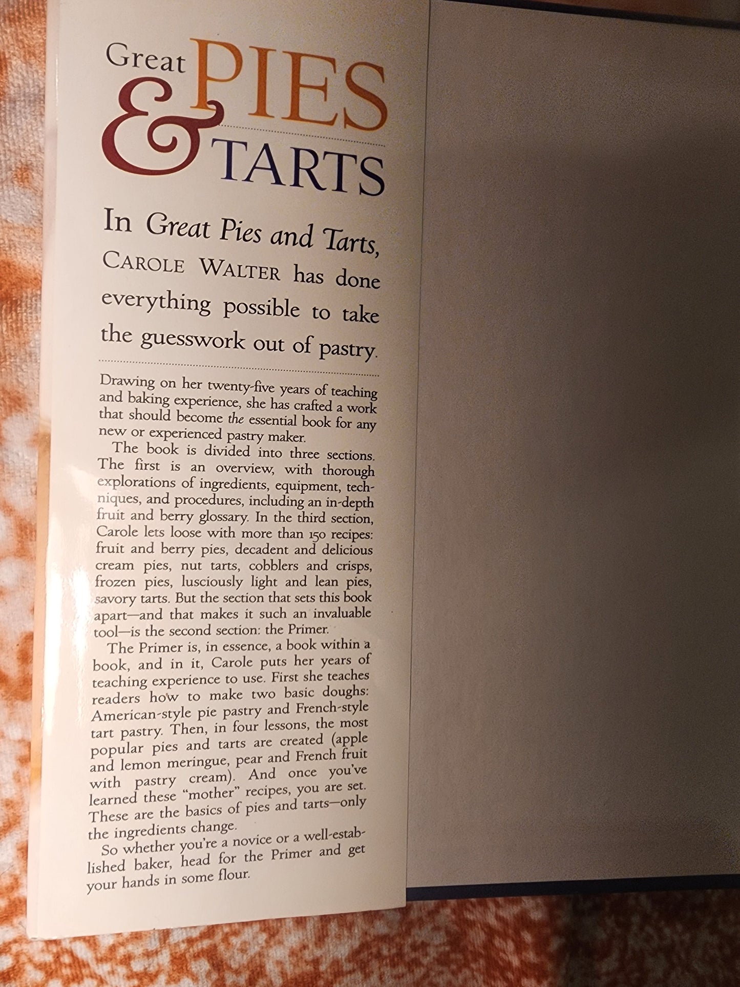 Great Pies & Tarts Carole Walter & Arthur Schwartz Cookbook