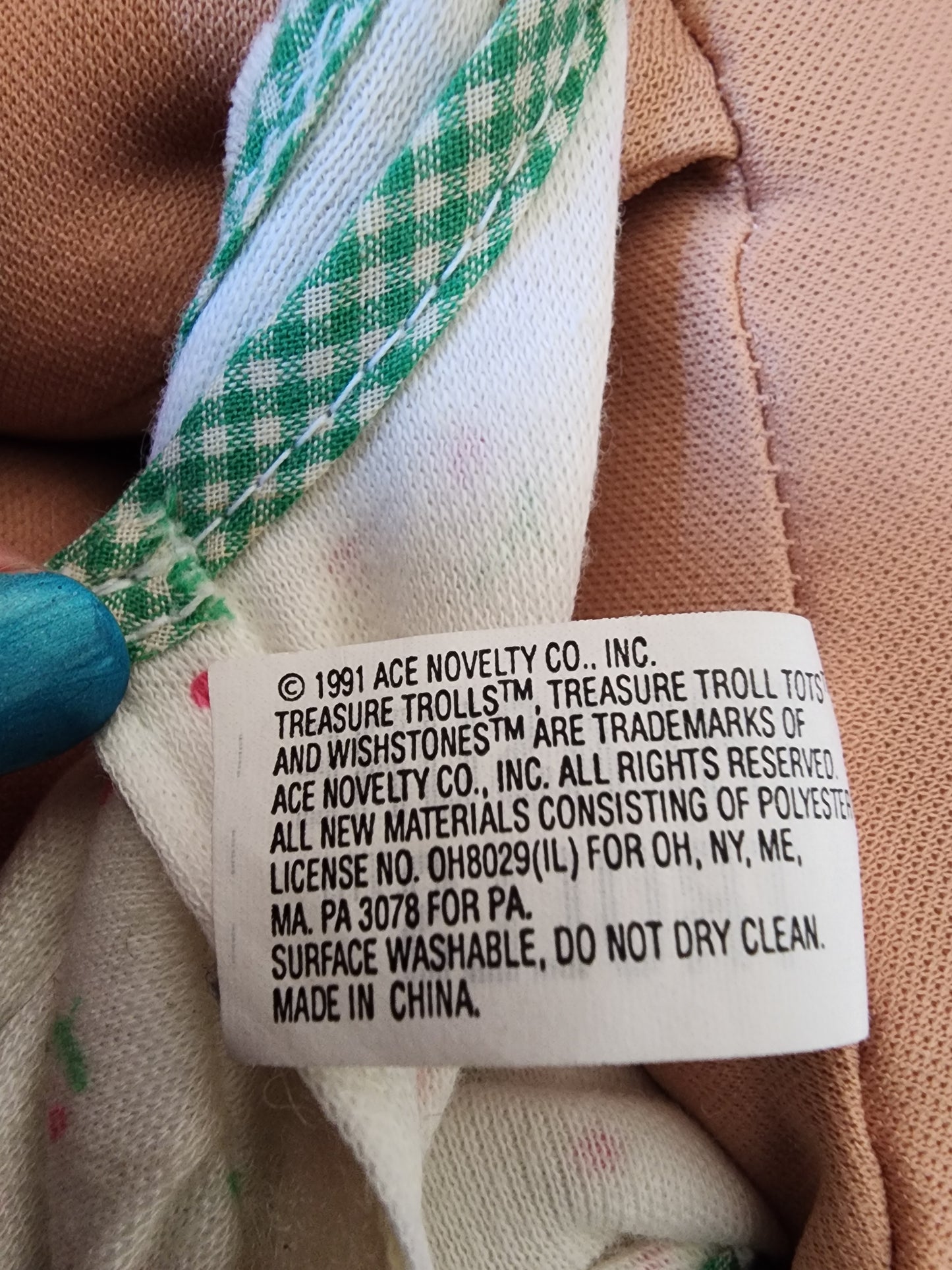 Treasure Troll Soft Body DOLL Blue Hair 12" by Ace Novelty