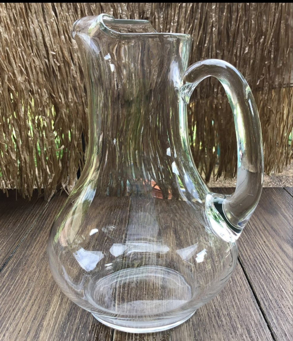 Beautiful Glass Clear Crystal Pitcher 10 3/4"