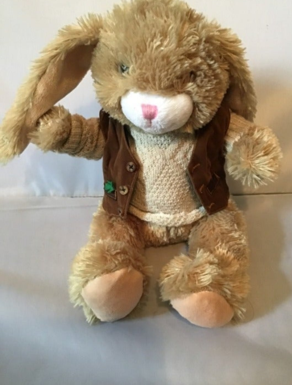 Cuddly Plush Bunny Rabbit dressed in sweater & Vest