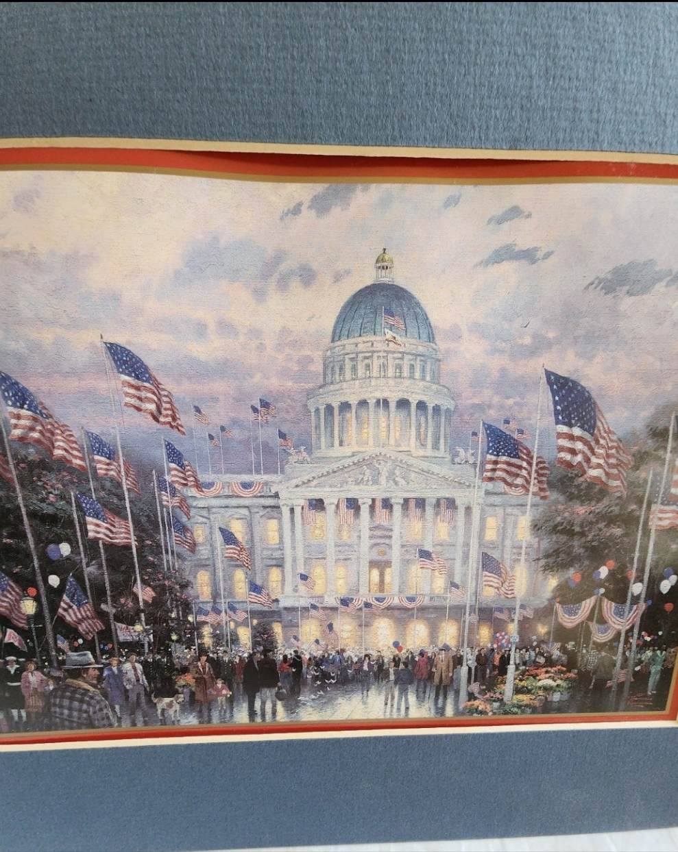 Flags Over the Capitol by Thomas Kinkade Matted Picture Washington DC