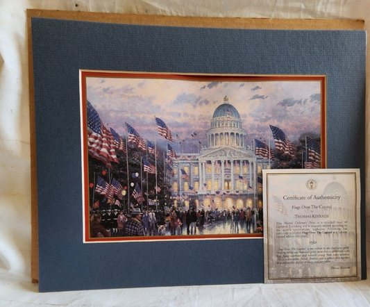 Flags Over the Capitol by Thomas Kinkade Matted Picture Washington DC