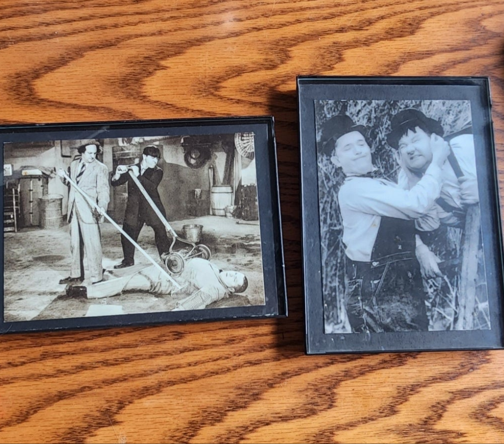 3 Stooges and Laural & Hardy 4x7 framed pictures