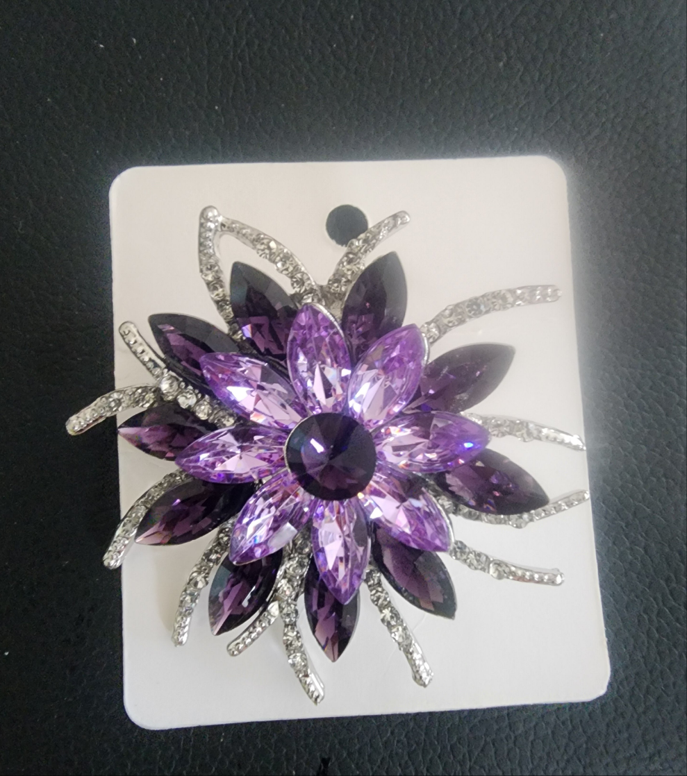 Vibrant Purple Flower Brooch Pin