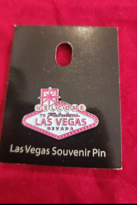 Vintage Welcome To Las Vegas Sign Lapel Souvenir Pin in Pink