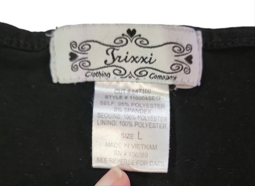 Women's Classy Black Sleeveless Top with sequins Large