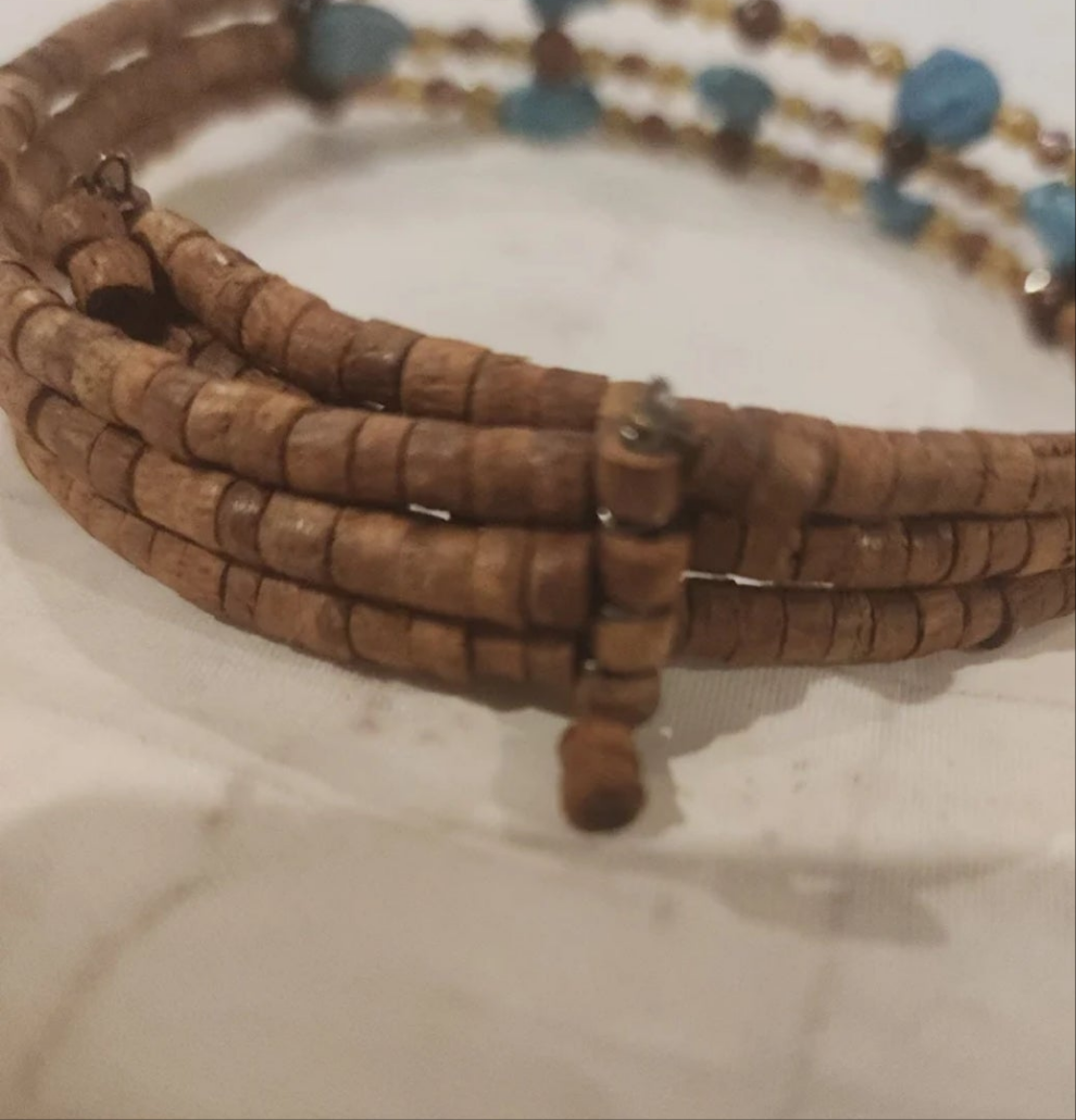 Adult Brown & Turquoise Choker with wood and other beads