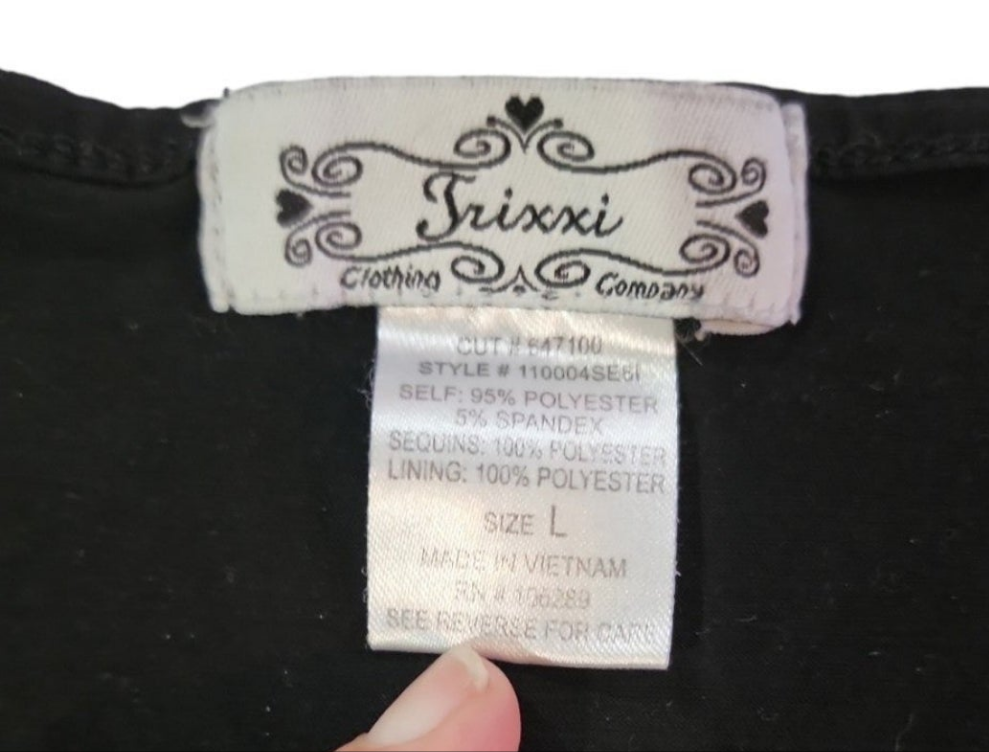 Women's Classy Black Sleeveless Top with sequins Large