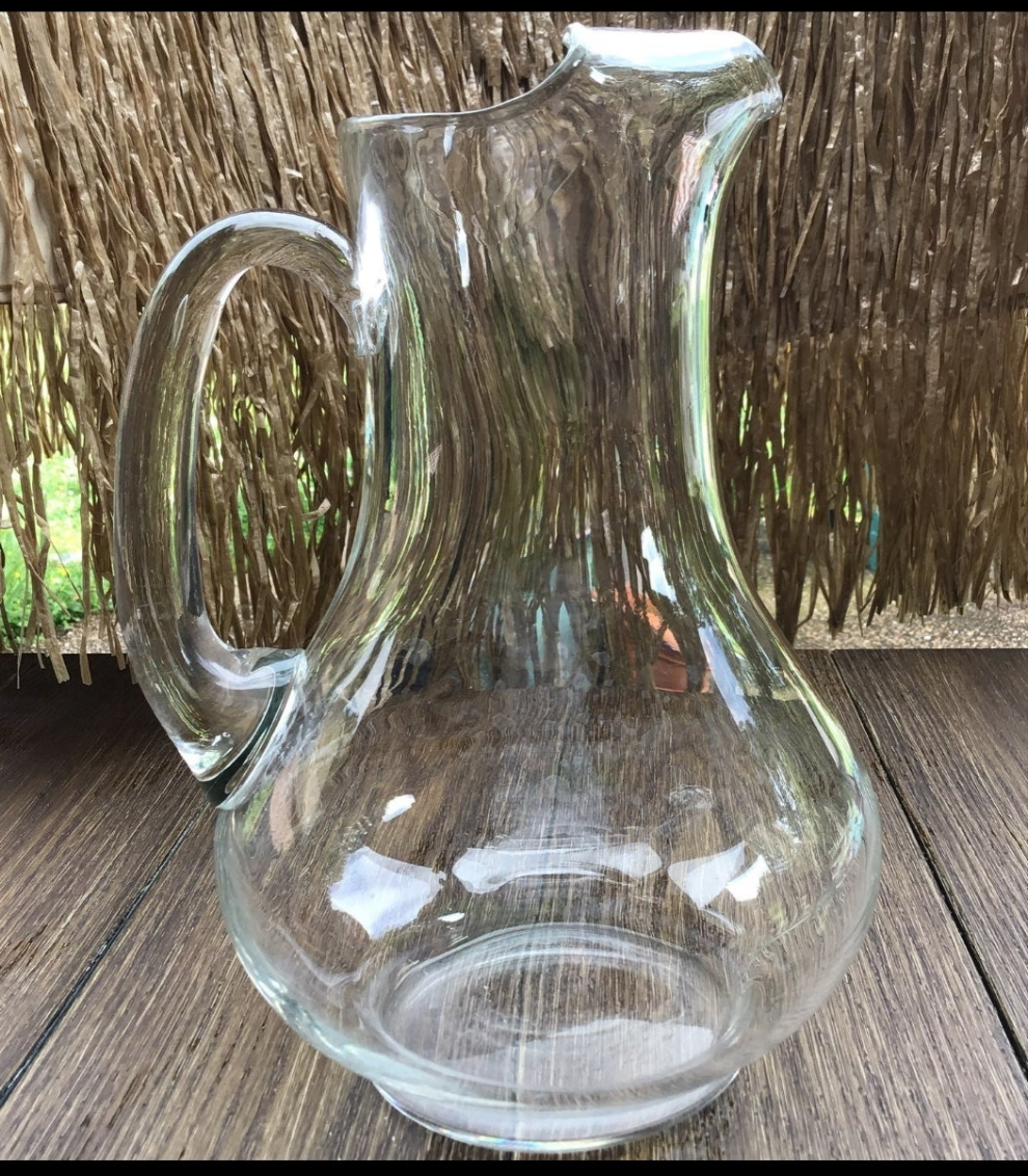 Beautiful Glass Clear Crystal Pitcher 10 3/4"