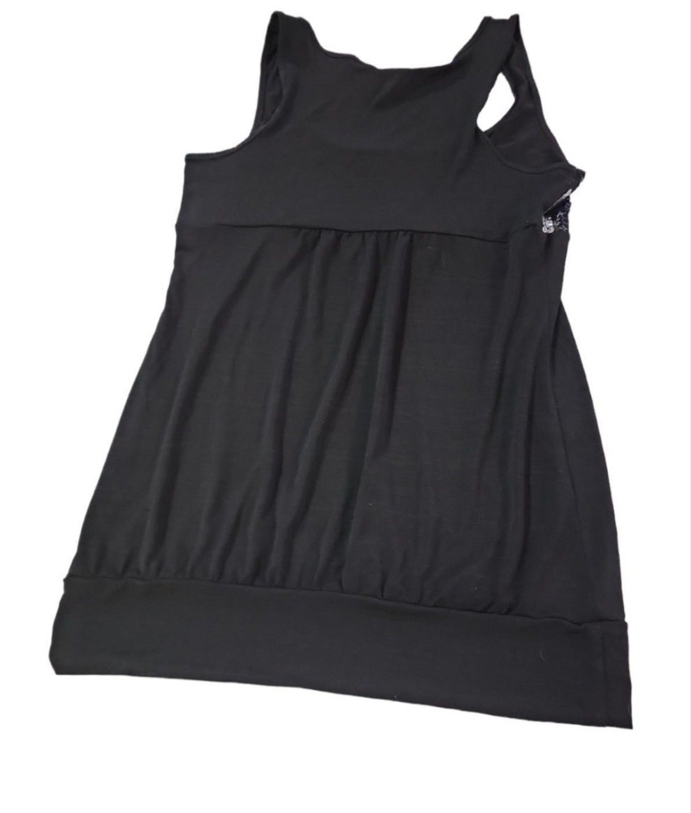 Women's Classy Black Sleeveless Top with sequins Large
