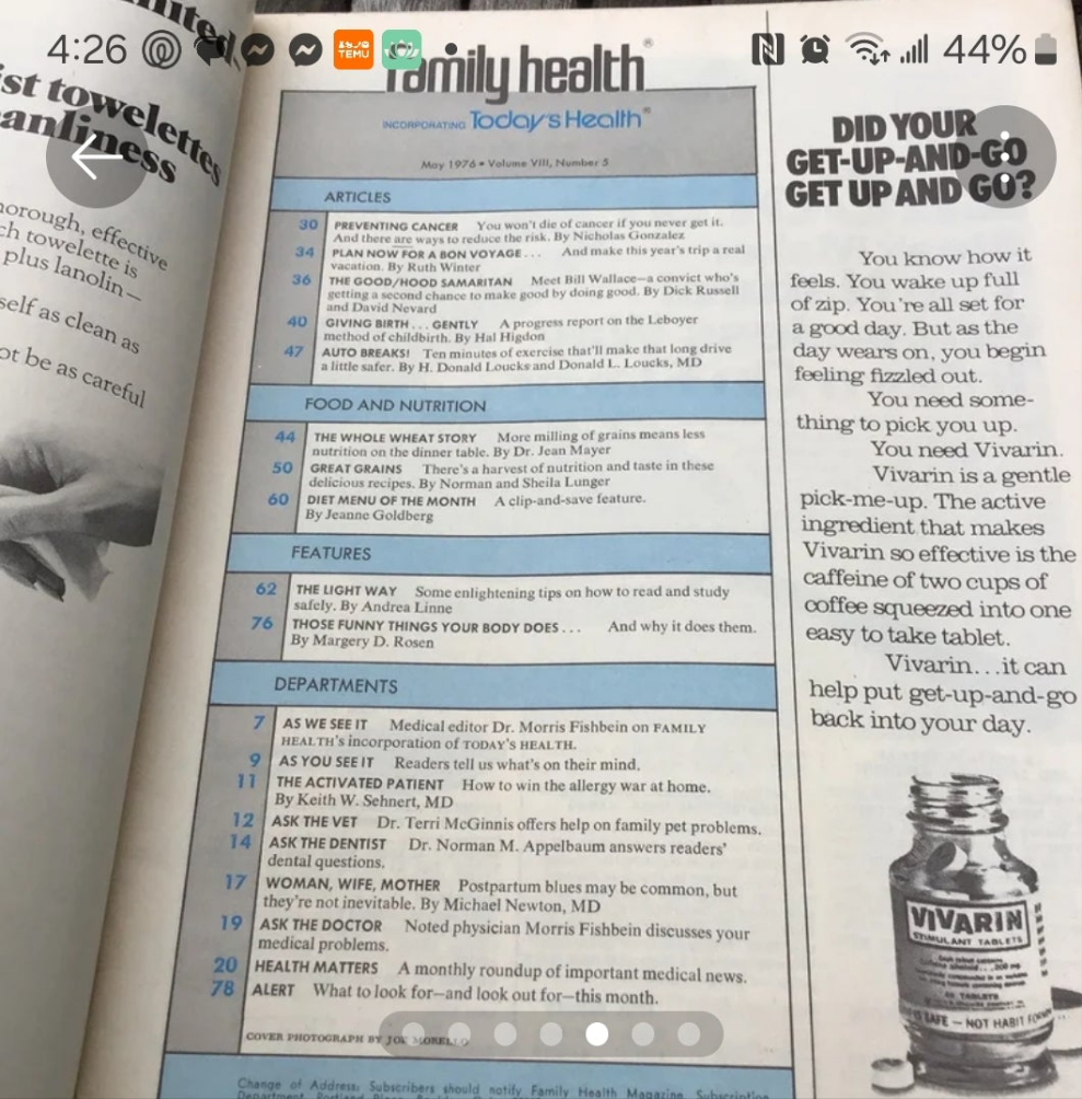 Family Health 1976 May, July & Dec. Prevent cancer