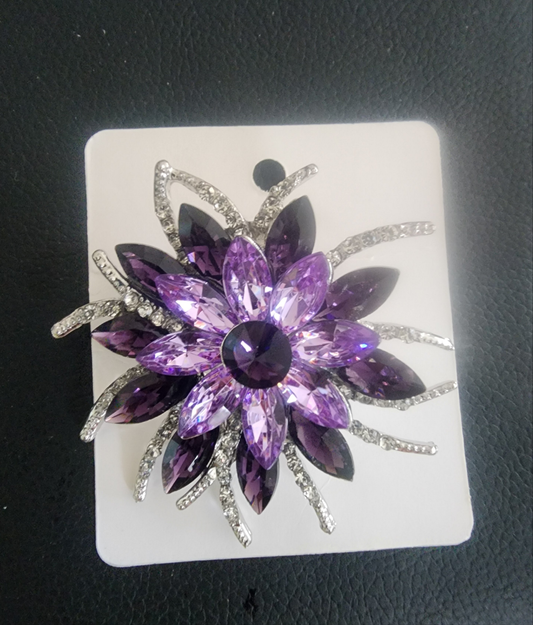 Vibrant Purple Flower Brooch Pin