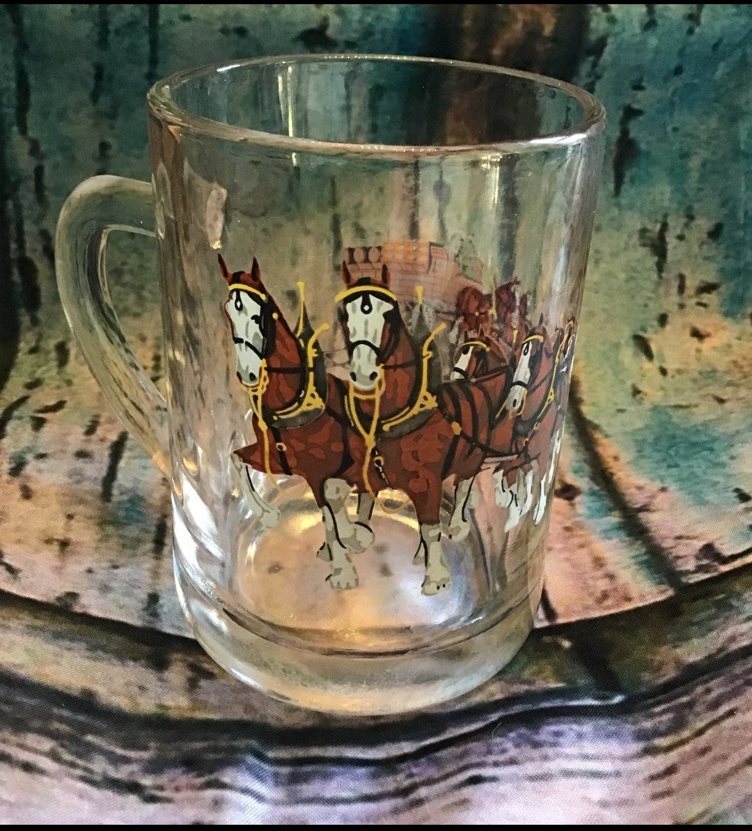 Budweiser Cydesdale Horses Clear Glass Mug