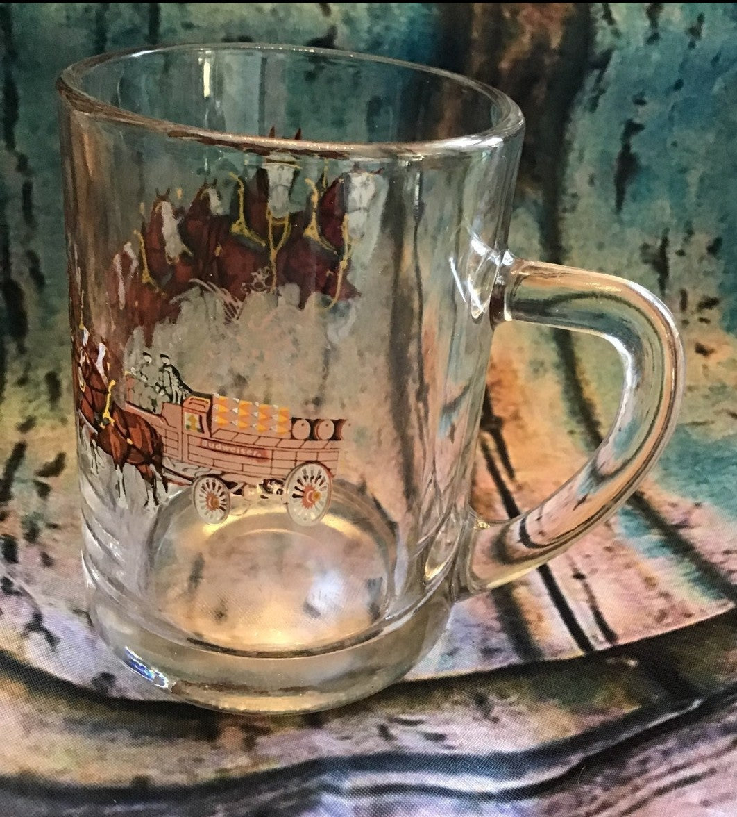 Budweiser Cydesdale Horses Clear Glass Mug