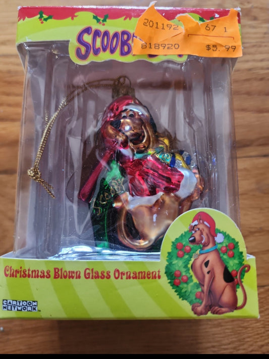 TREVCO CARTOON NETWORK SCOOBY DOO GLASS Christmas ORNAMENT IN ORIGINAL BOX!!!