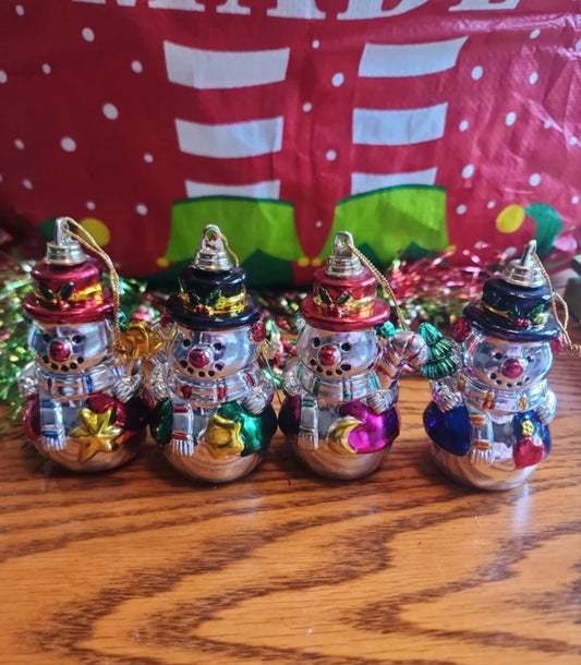 4 Christmas Snowman Ornaments