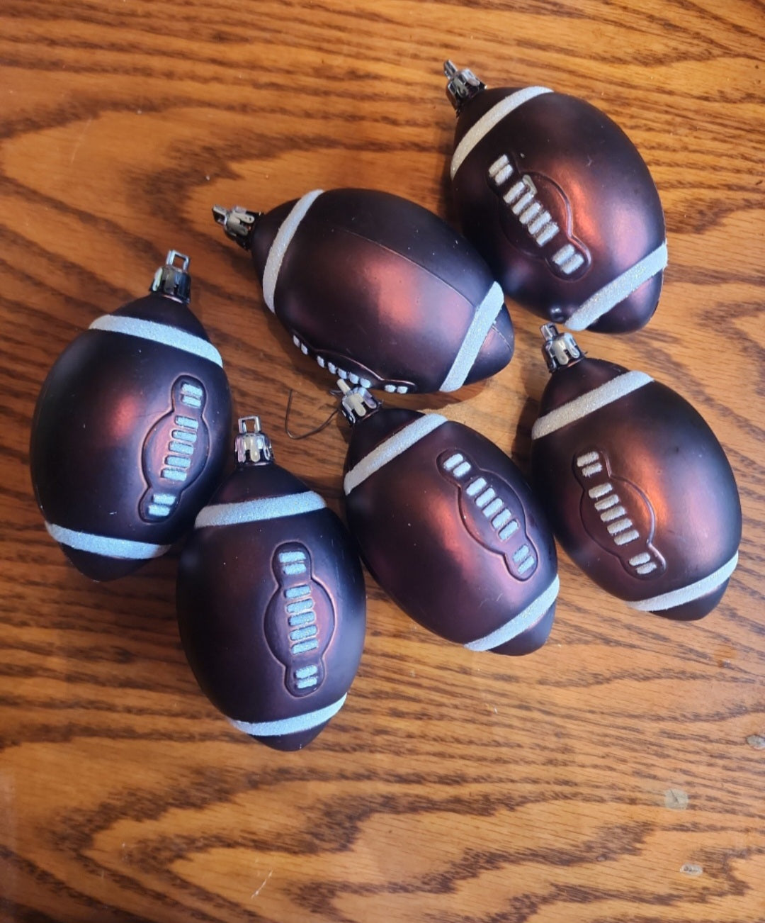 6 Christmas Football Ornaments for mancave or Boy's Room