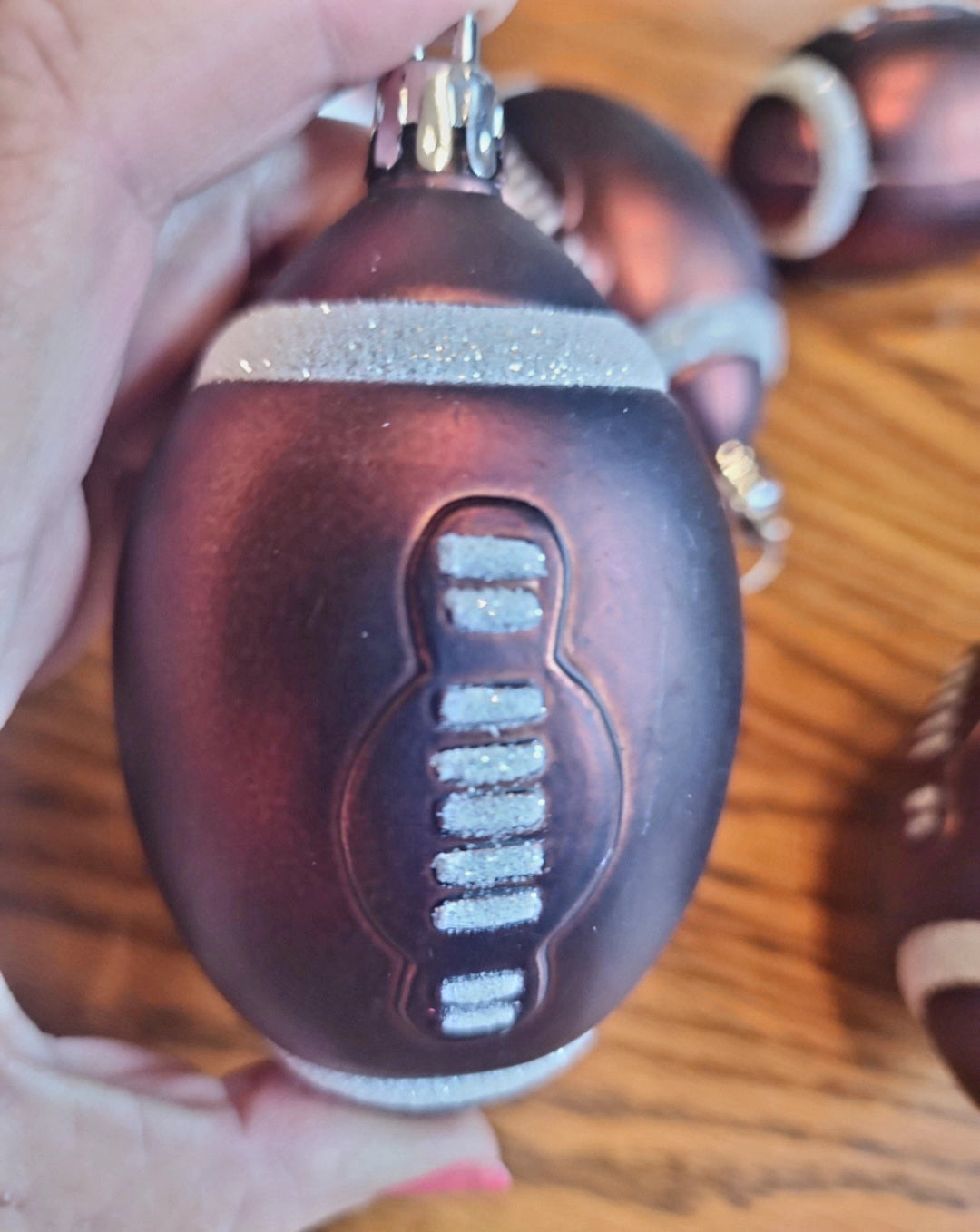 6 Christmas Football Ornaments for mancave or Boy's Room