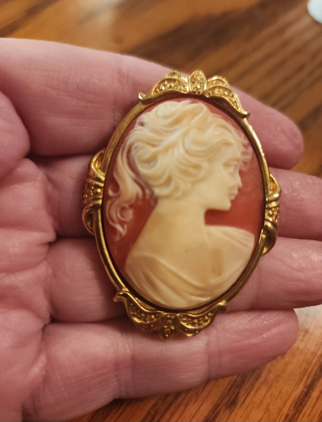 1928 Romantic CAMEO pin. Western antique jewelry