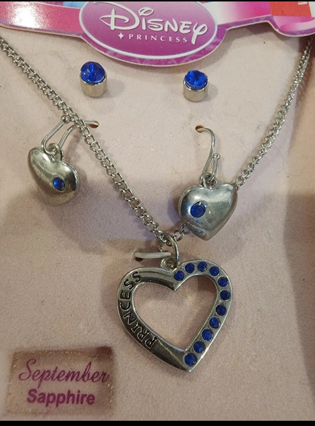 Disney Princess Jewelry Necklace & Earrings Sapphire September