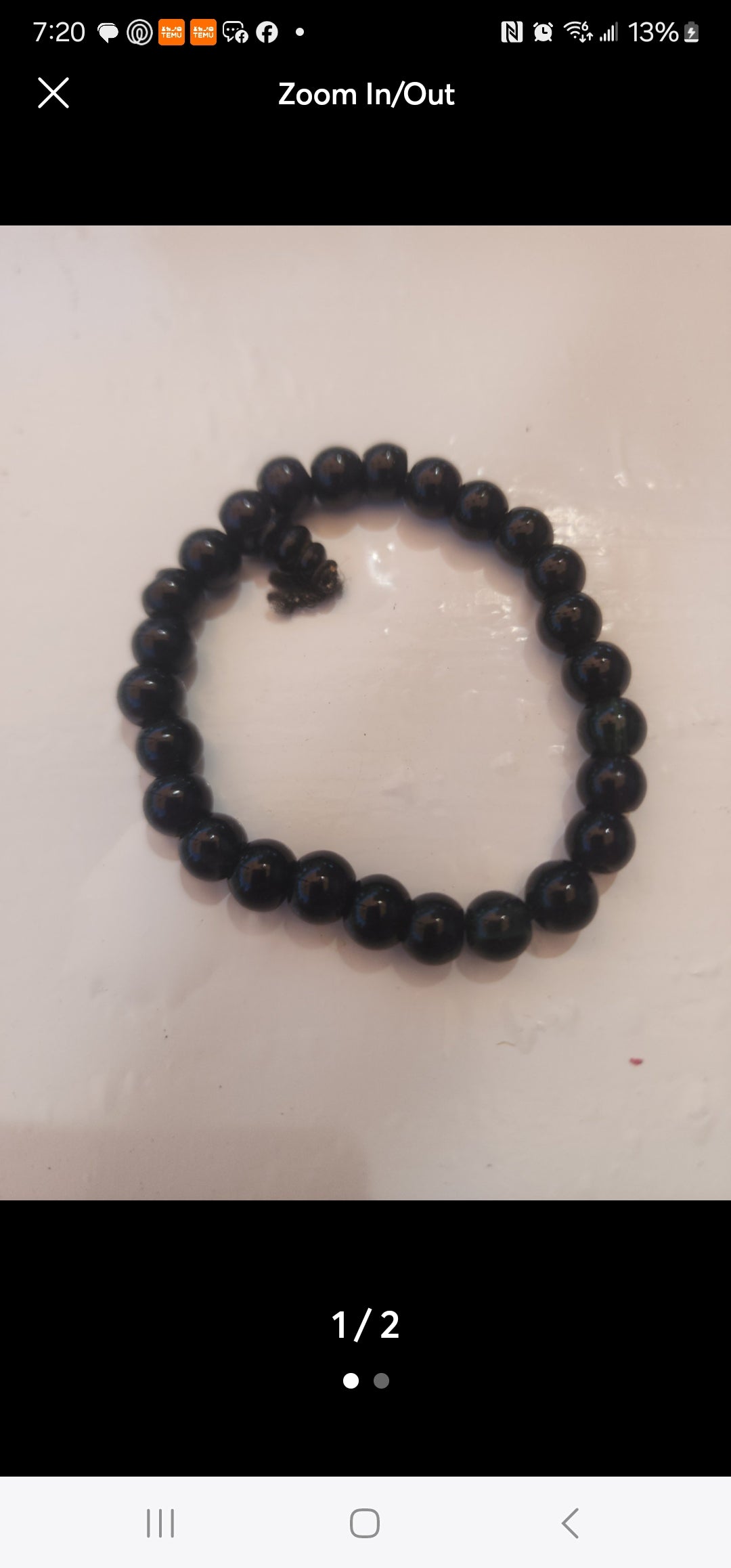 Sleek Black beaded Bracelet OSFM