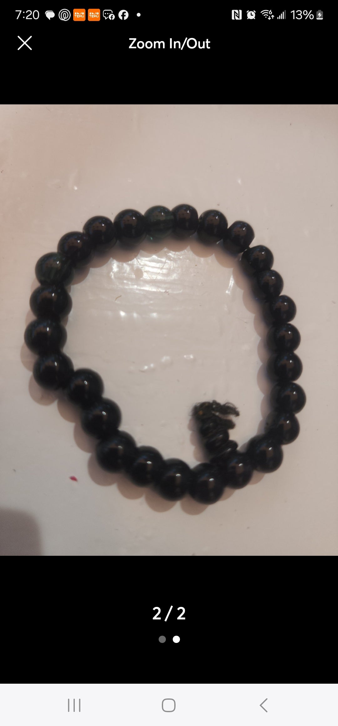 Sleek Black beaded Bracelet OSFM