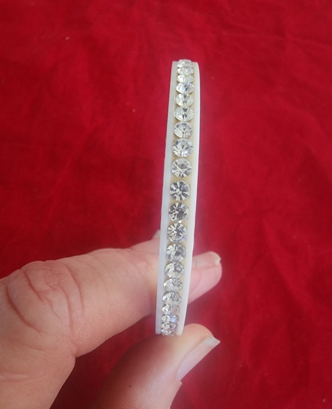 white Bangle Bracelet Clear Crystal Rhinestones Bling