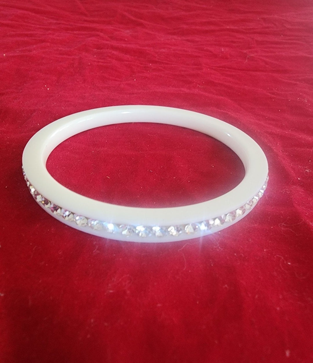 white Bangle Bracelet Clear Crystal Rhinestones Bling