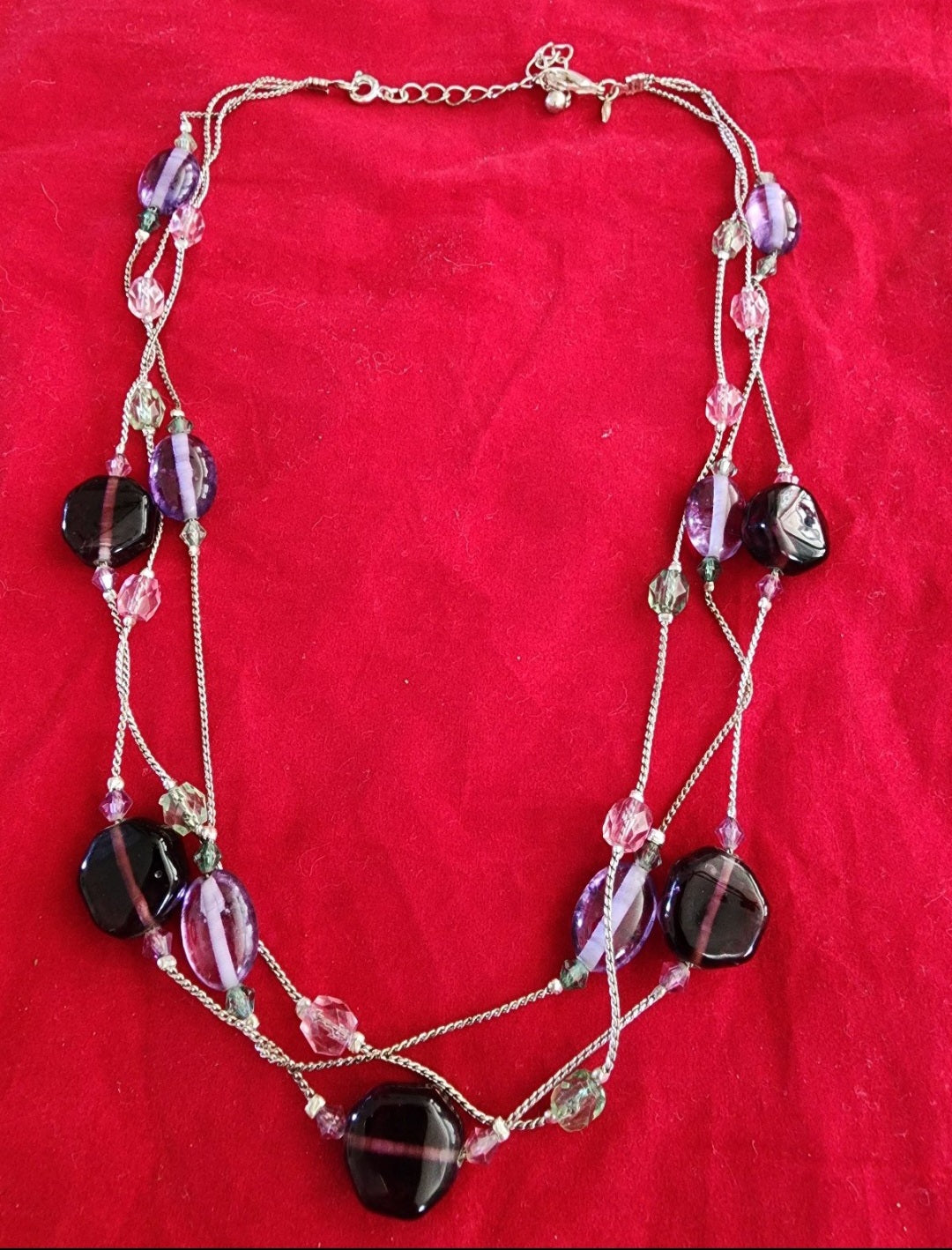 Avon Purple Beaded multi-strand Necklace