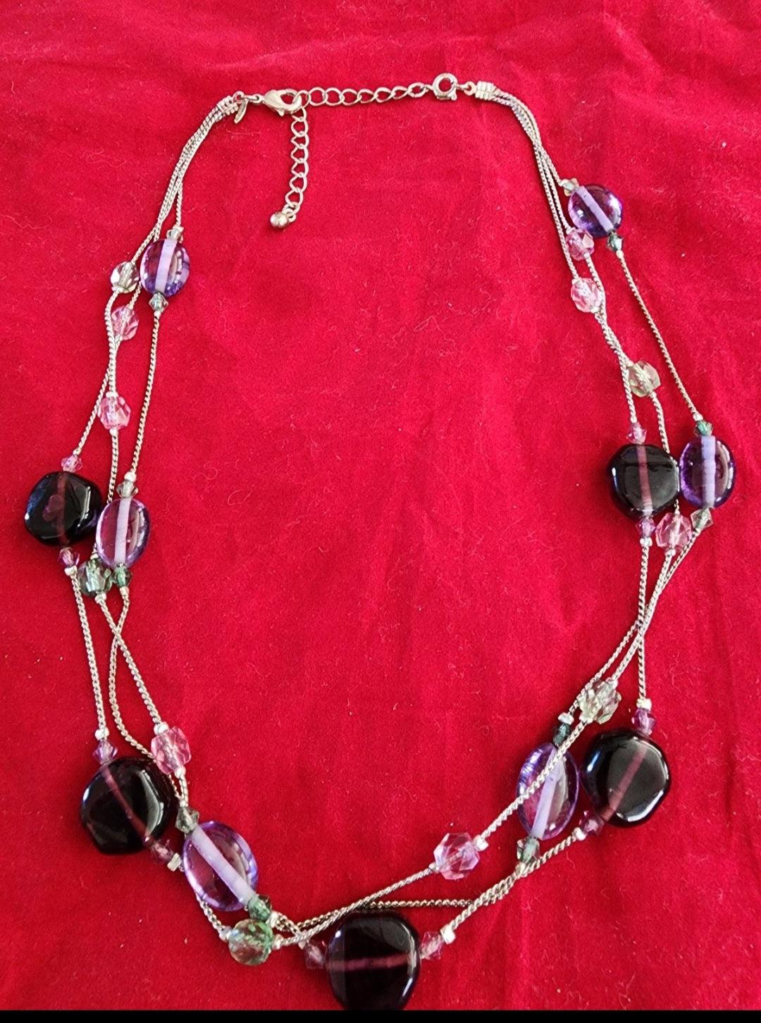 Avon Purple Beaded multi-strand Necklace