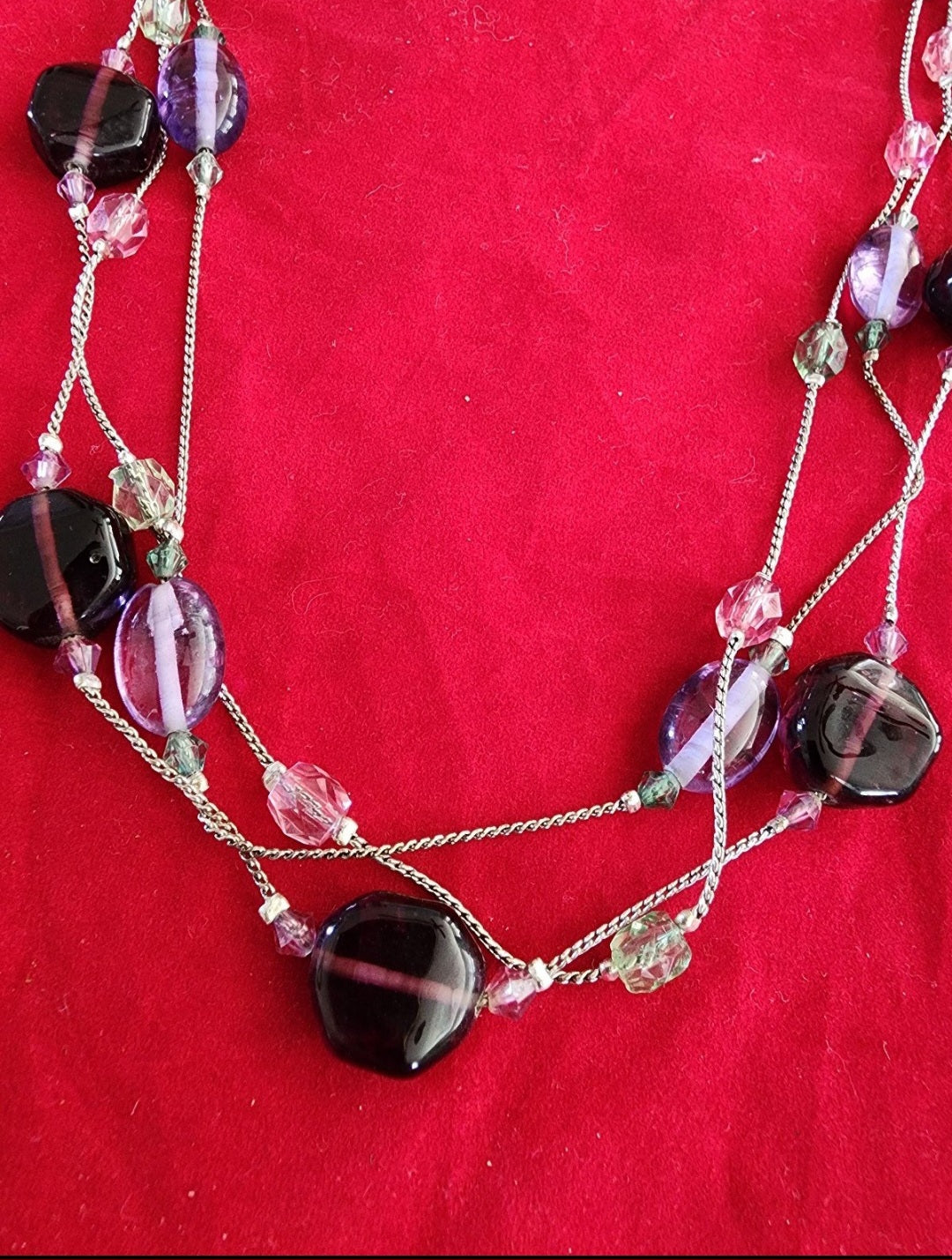 Avon Purple Beaded multi-strand Necklace