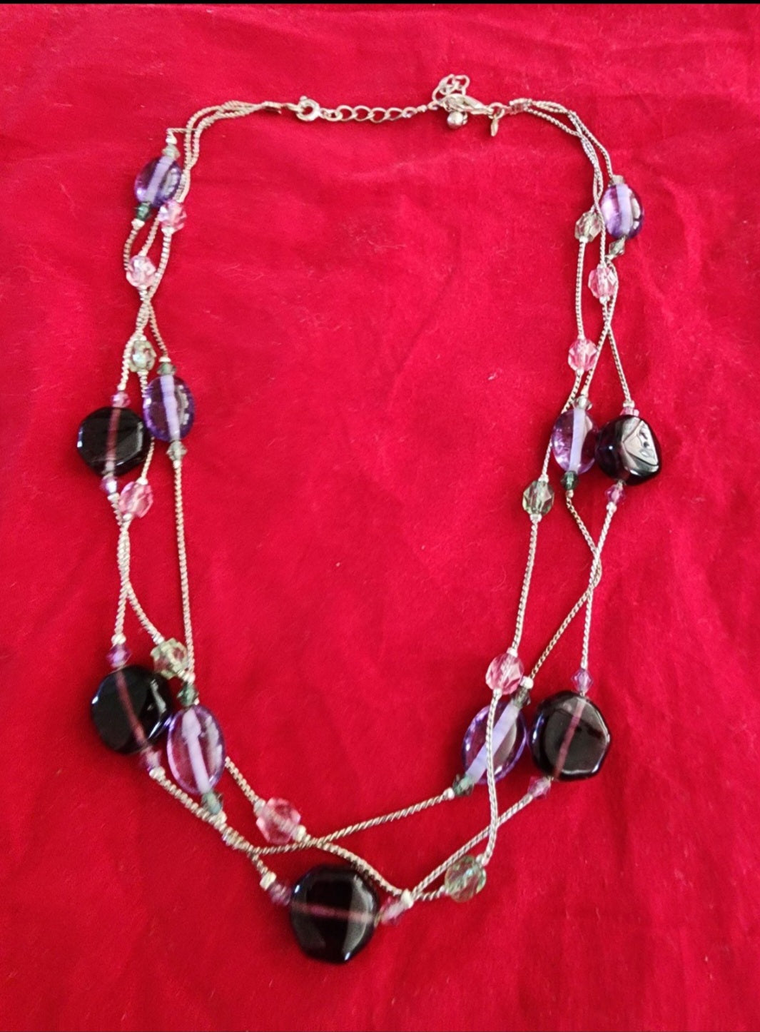 Avon Purple Beaded multi-strand Necklace