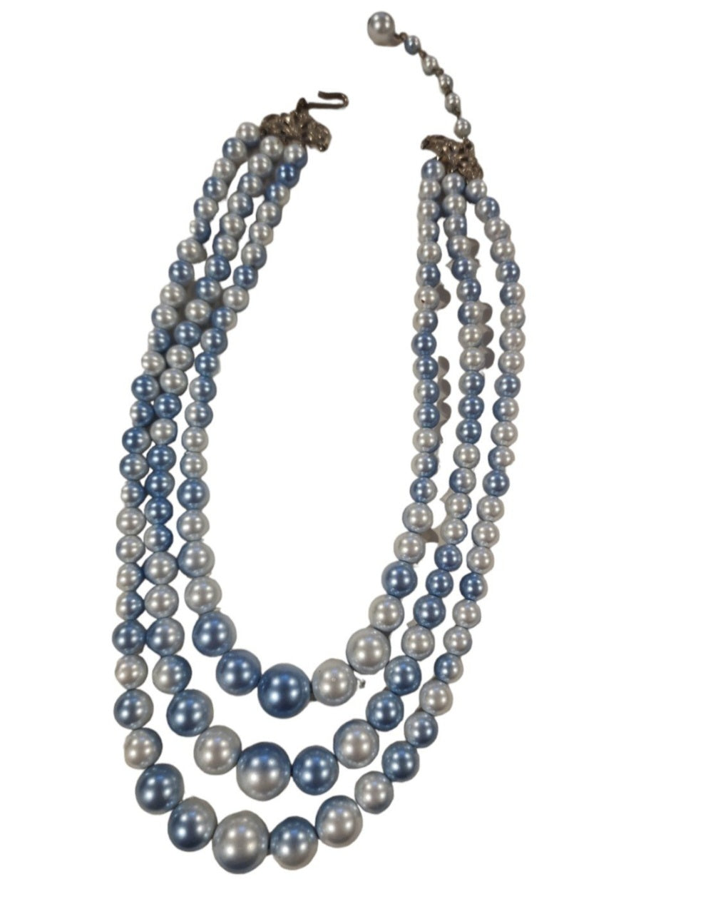 Vintage Multi-strand light Blue ombre  faux Pearls