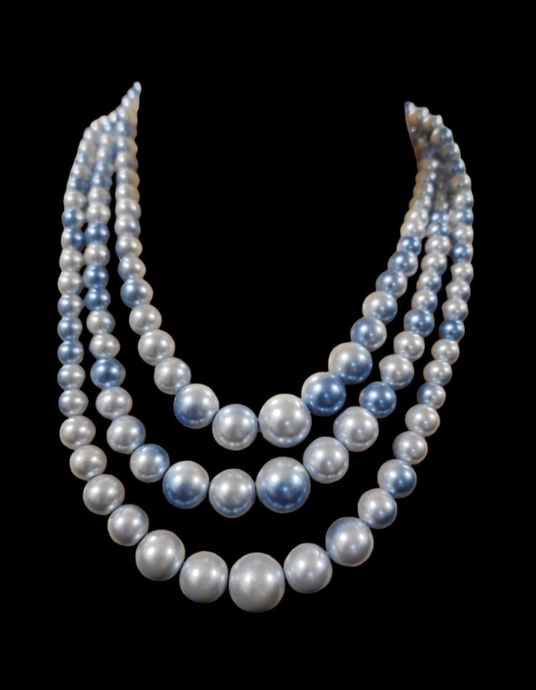 Vintage Multi-strand light Blue ombre  faux Pearls