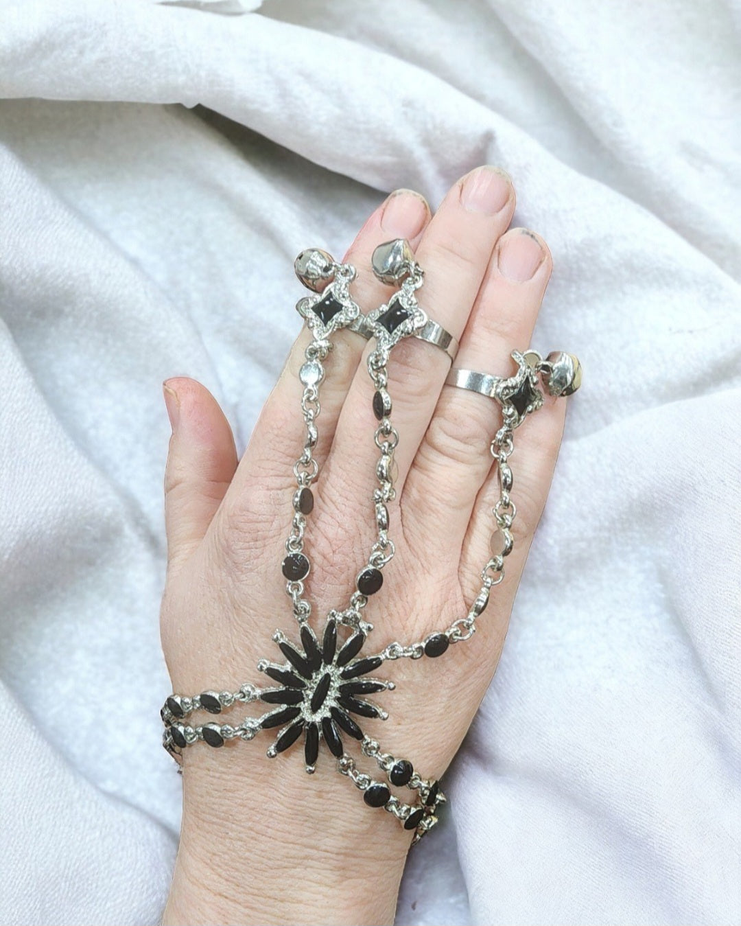 Multi-Layer Hand-Chain Including adjustable Rings & Bracelet With Bells