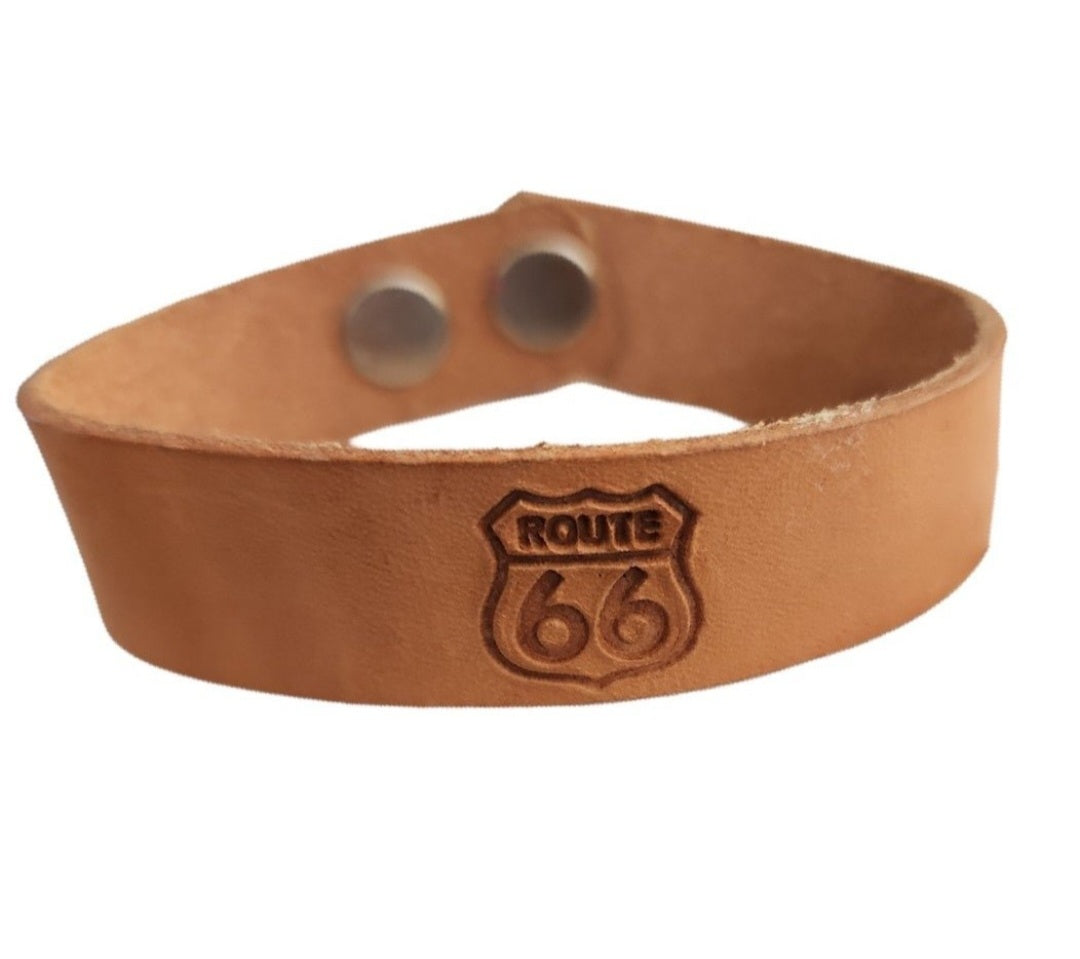 Route 66 Genuine Leather Bracelet