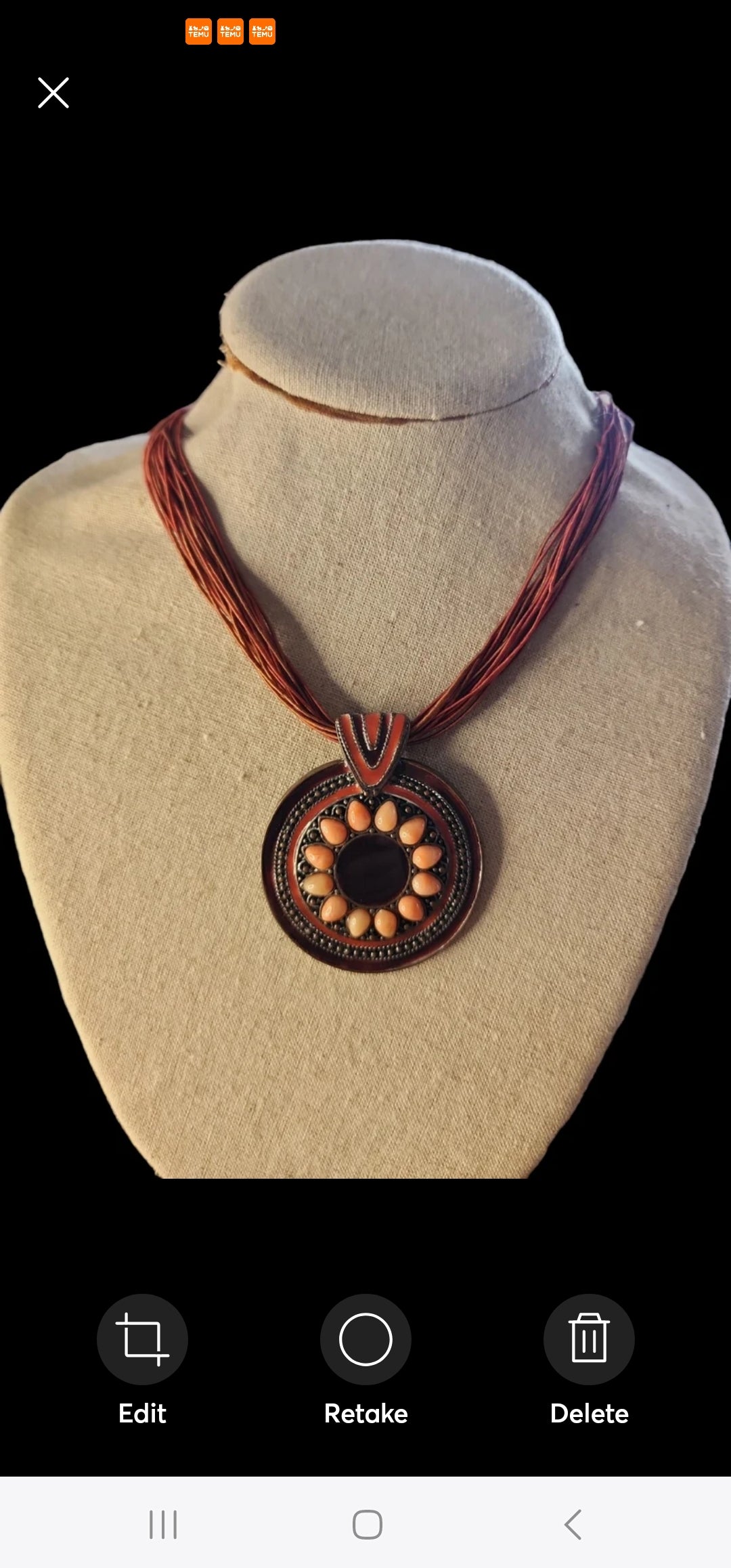 Flower Medallian Necklace with earthy tones Boho Style