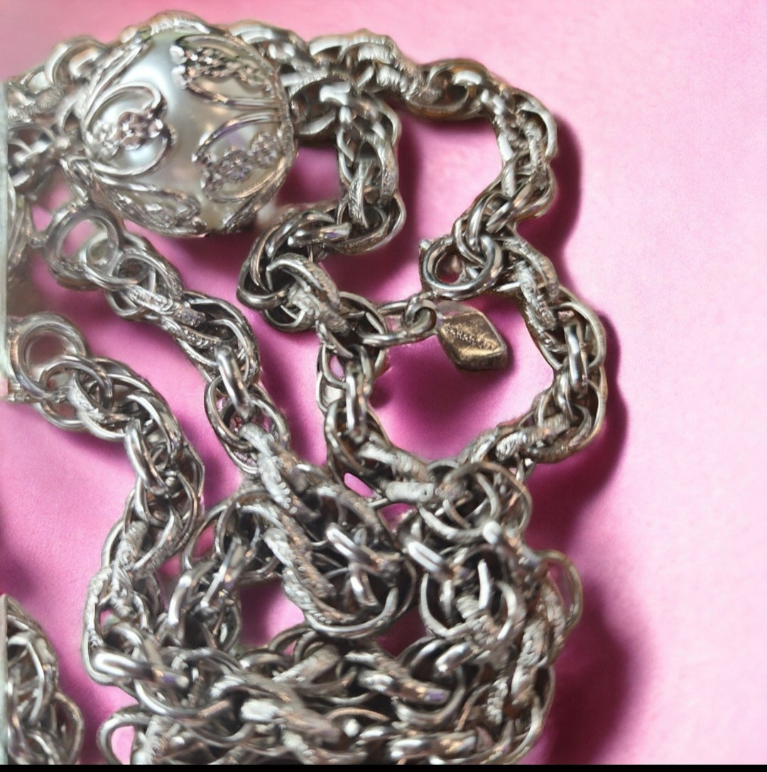 Sarah Coventry Necklace or Belt Silver tone Chain- 1971