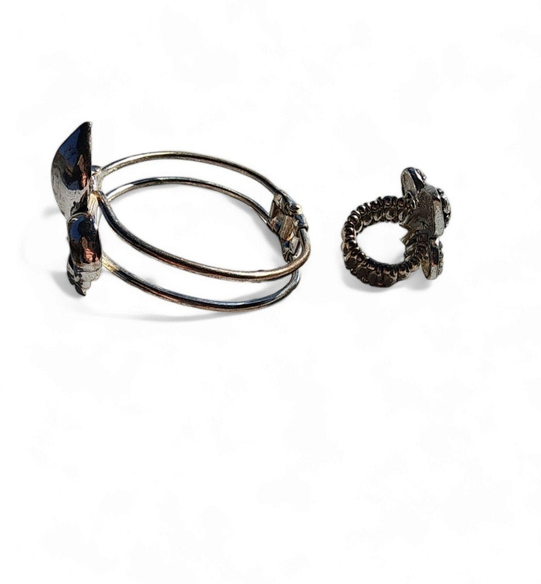 Fleur De Lis Bangle Bracelet & Ring with Rhinestones