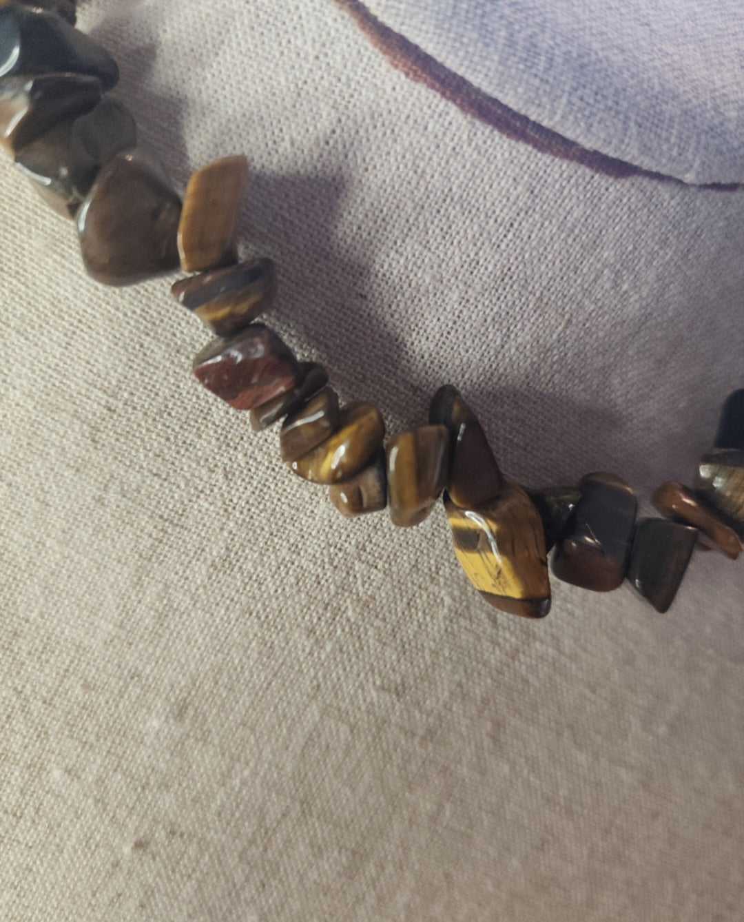 Tigers Eye Necklace, Gemstone Beaded Chips