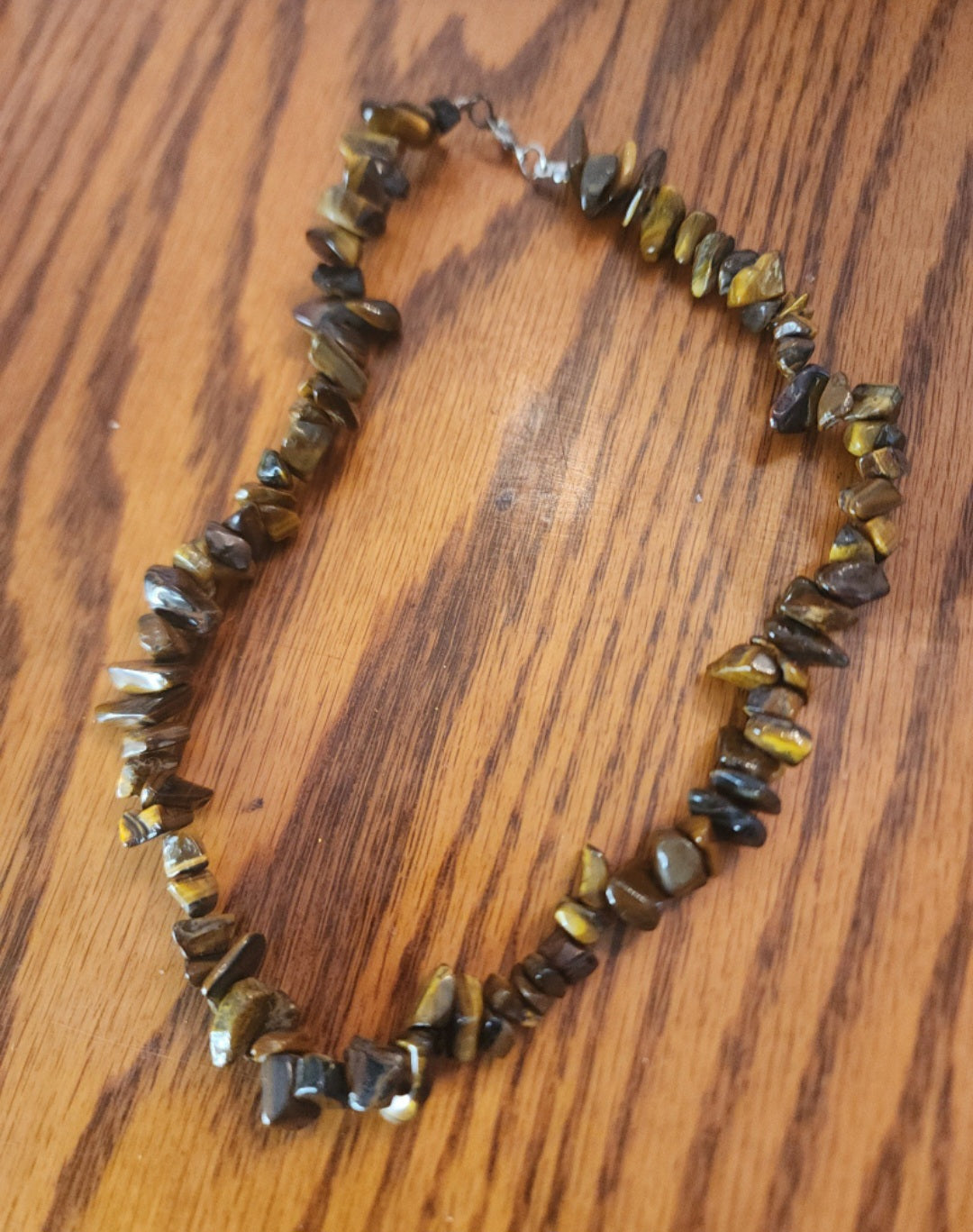 Tigers Eye Necklace, Gemstone Beaded Chips