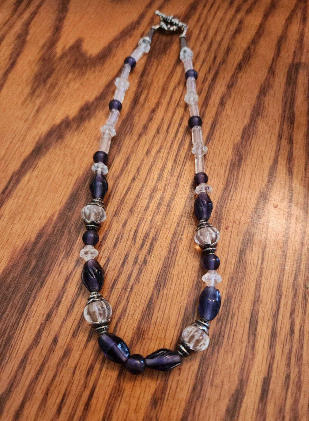 Elegant Purple and Clear Beaded Necklace