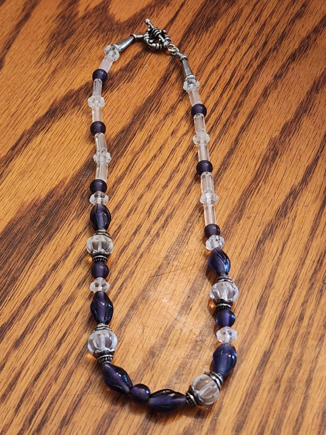 Elegant Purple and Clear Beaded Necklace