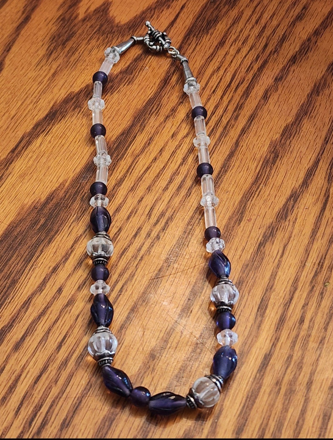 Elegant Purple and Clear Beaded Necklace