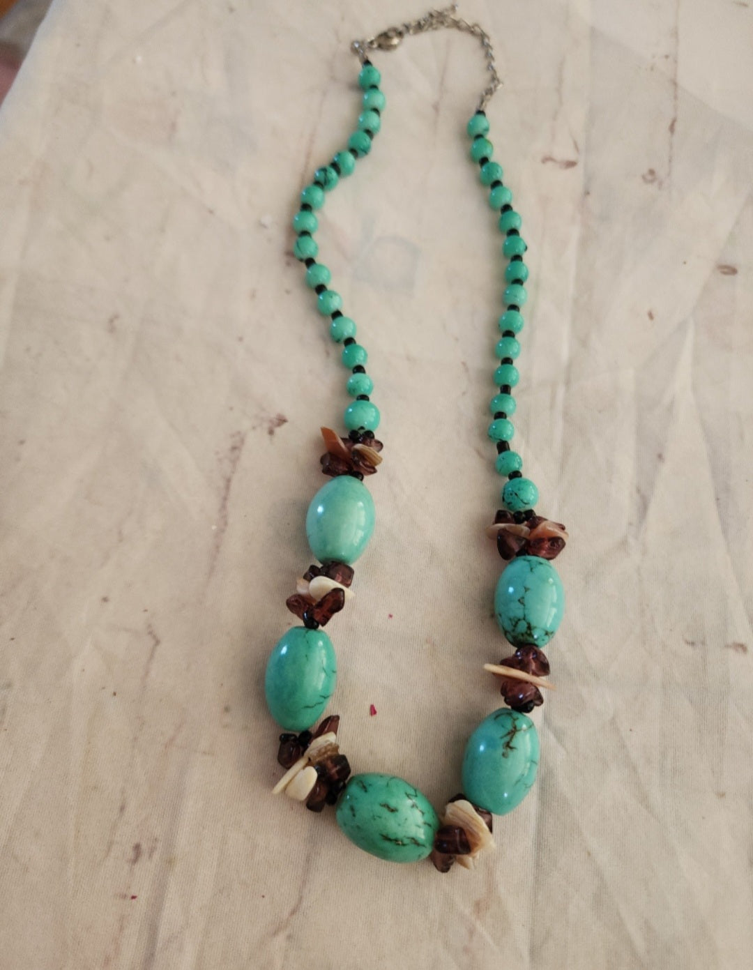 Turquoise Beads with shells  Southwestern Necklace