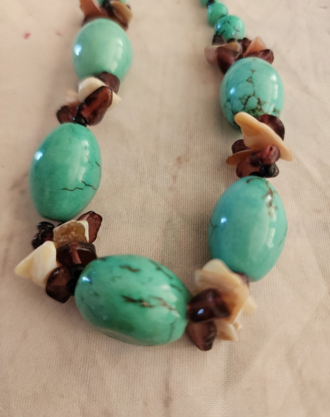 Turquoise Beads with shells  Southwestern Necklace