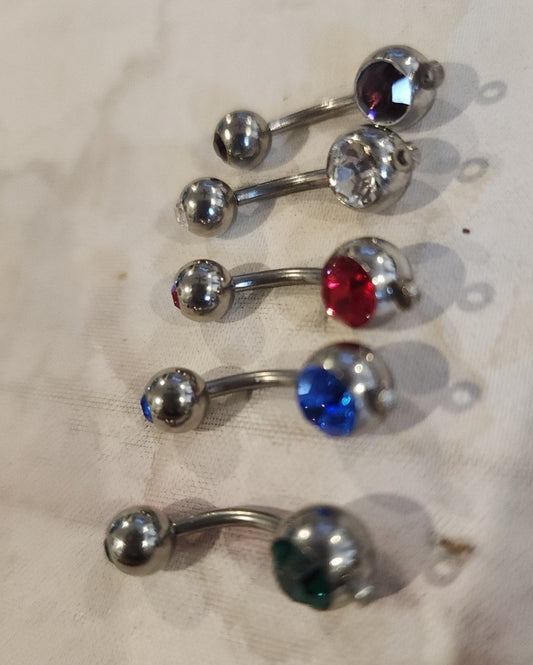 5 Sparkling Double Jewel Belly button Rings