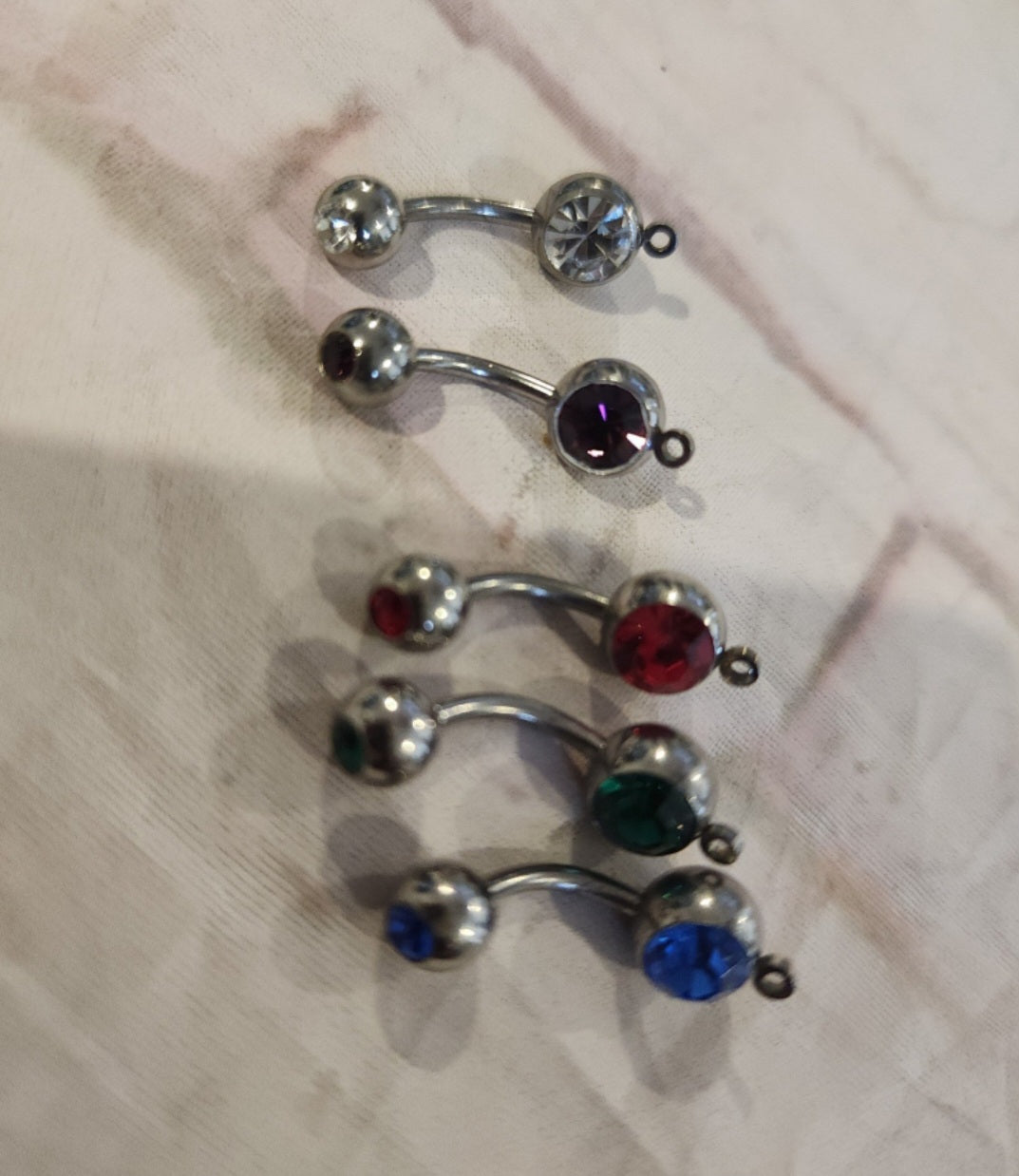 5 Sparkling Double Jewel Belly button Rings