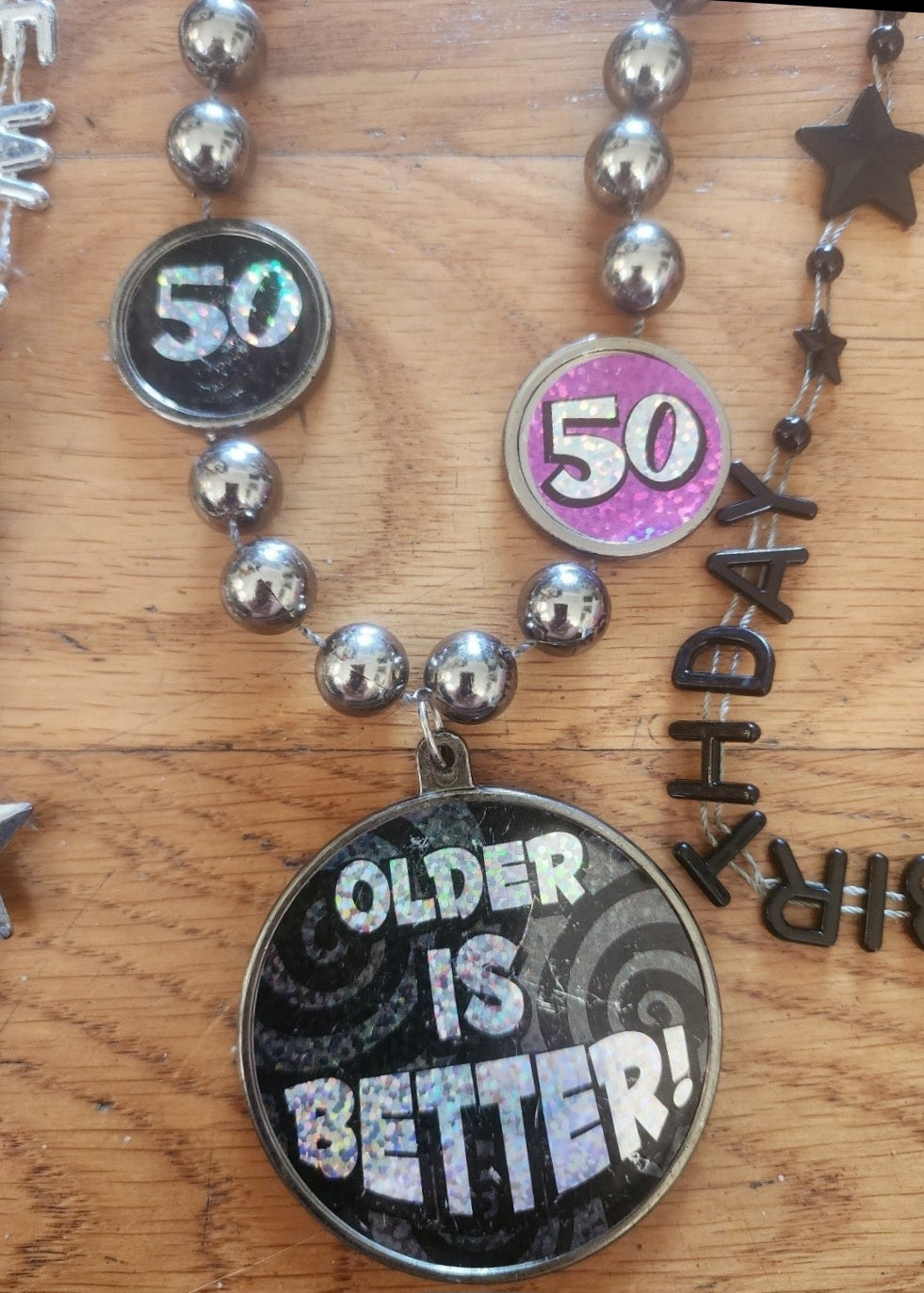 Happy Birthday Mardi Gras Beads Older is Better Age 50