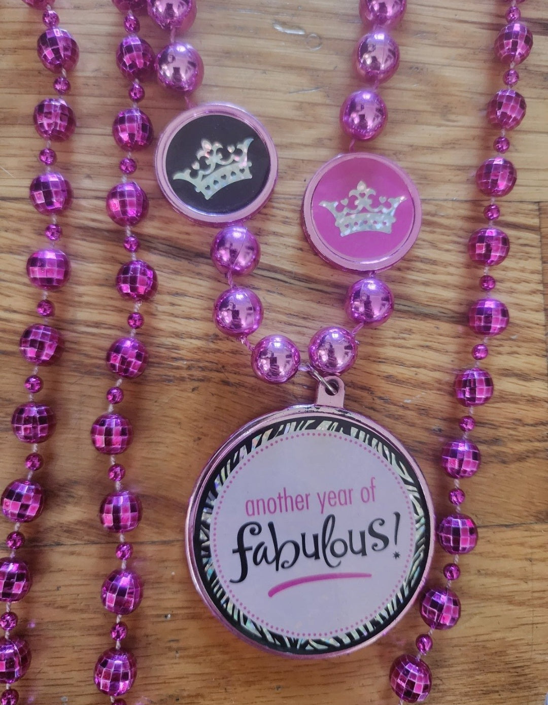 Pink Mardi gras another year fabulous Birthday shot beads Girls night, 4 strands